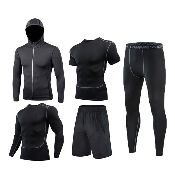 Sports Suit Men's Long-sleeved Trousers Gym Suit Running Training Sports Fitness Tight