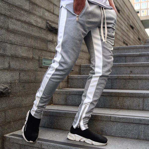 Men's Gym Slim Tapered Sweatpants Workout Jogging Pants Fitness Zipper Pockets