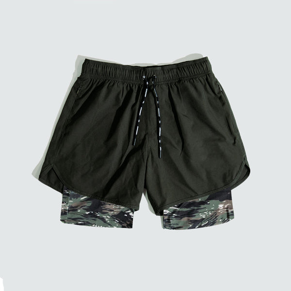 Outdoor Loose Zip Pocket Double Layer Gym Shorts