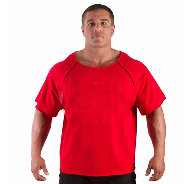 Men's Solid Color Gym Short Sleeve Batwing Shirt